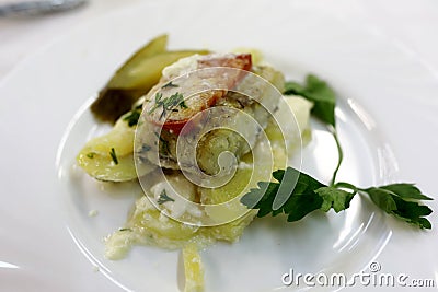 Baked pike perch fillet Stock Photo