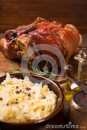 Baked pork shank Stock Photo