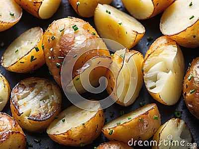 baked potatoes with garlic and herbs Stock Photo