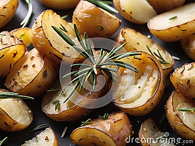 baked potatoes with rosemary Stock Photo