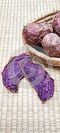 Baked purple sweet potato. Stock Photo