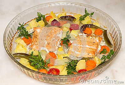 Baked salmon Stock Photo