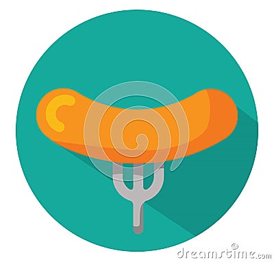 Baked sausage, icon Vector Illustration