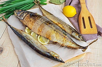 Baked sea fish (saury, mackerel) Stock Photo