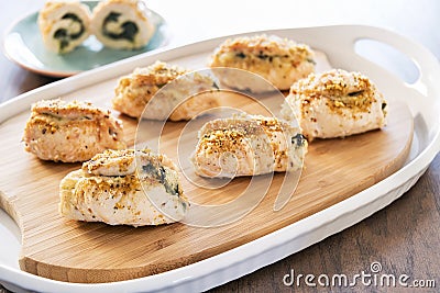 Baked stuffed chicken breasts Stock Photo