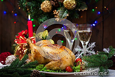 Baked turkey or chicken Stock Photo