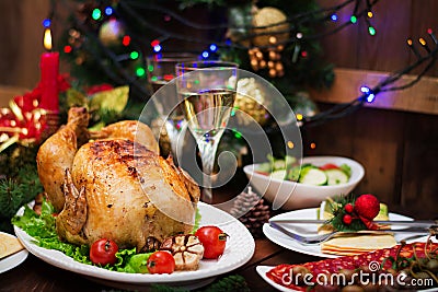 Baked turkey or chicken Stock Photo