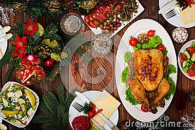 Baked turkey or chicken Stock Photo