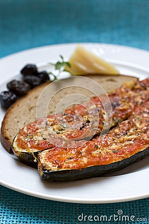 Baked zucchini with parmeggiano Stock Photo