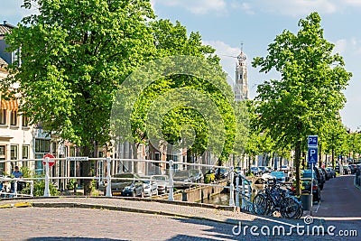 Bakenesser canal and church in Haarlem, Netherlands Editorial Stock Photo