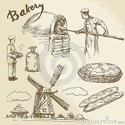 Baker, bakery, bread Vector Illustration