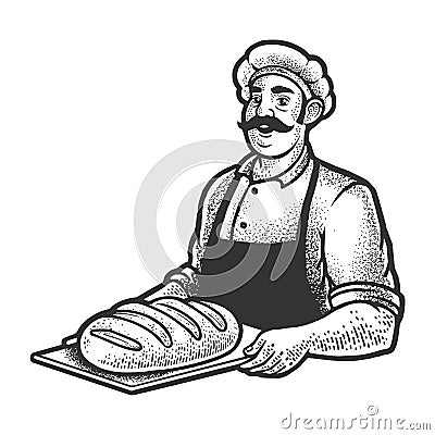 baker with bread sketch vector illustration Vector Illustration