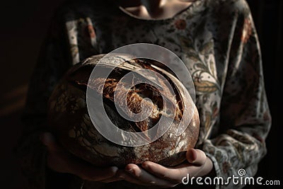 A baker holds freshly baked bread 5 Stock Photo