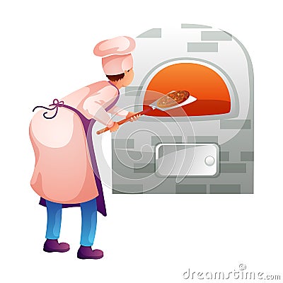 Baker in kitchen flat character Vector Illustration