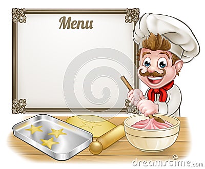 Baker or Pastry Chef Menu Sign Vector Illustration