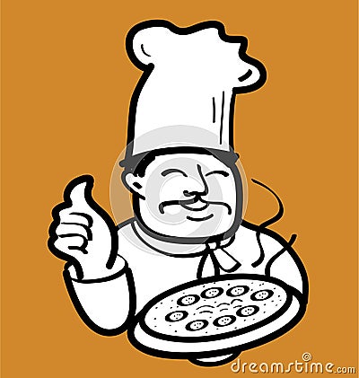 Baker and pizza Vector Illustration