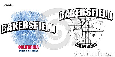 Bakersfield, California, two logo artworks Vector Illustration