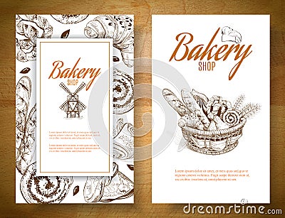 Bakery basket banner Vector Illustration