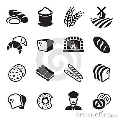 Bakery bread icon set Stock Photo