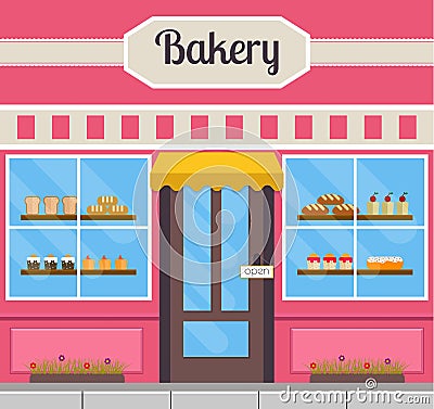 Bakery building front. Vector Illustration