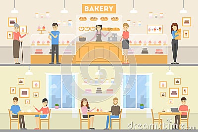 Bakery cafe set. Vector Illustration