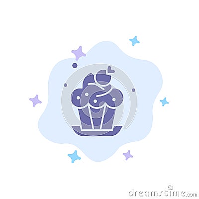 Bakery, Cake, Cup, Dessert Blue Icon on Abstract Cloud Background Vector Illustration