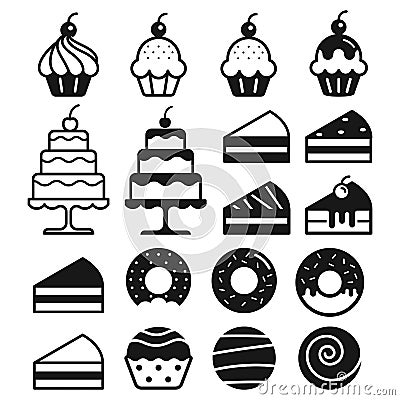 Bakery cakes icons. Vector illustration. Vector Illustration