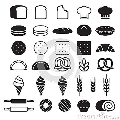 Bakery cakes icons. Vector illustration. Vector Illustration