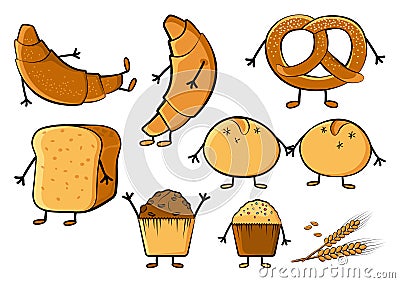 Bakery colored set. Vector illustration Cartoon Illustration