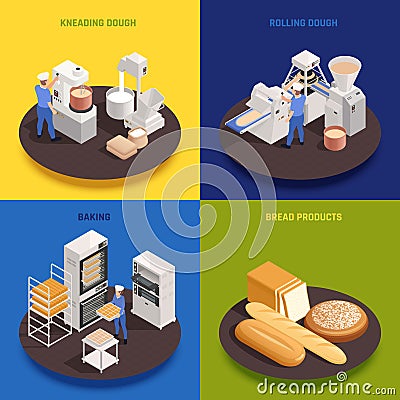 Bakery Confectionery Isometric Concept Vector Illustration