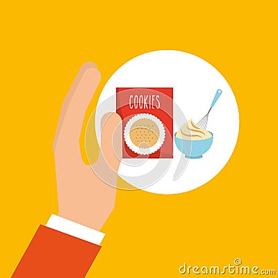 Bakery cooking hand cookie mix Vector Illustration