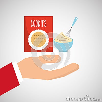 Bakery cooking hand cookie mix Vector Illustration