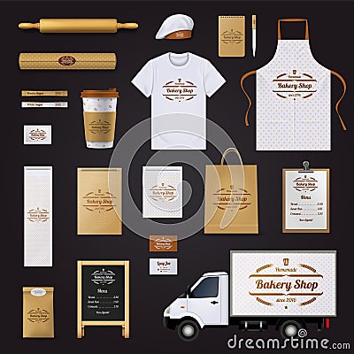 Bakery Corporate Identity Template Design Set Vector Illustration