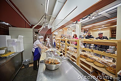 Bakery department in supermarket of home food Editorial Stock Photo