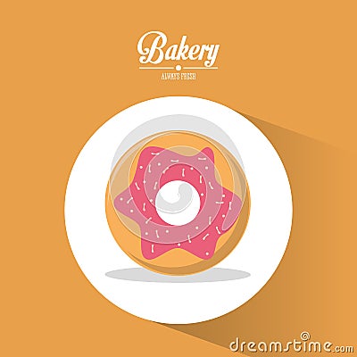 Bakery dessert cherry donut always fresh Vector Illustration