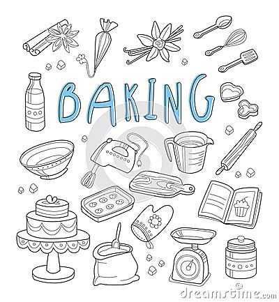 Bakery and dessert doodles. Hand drawn vector Vector Illustration