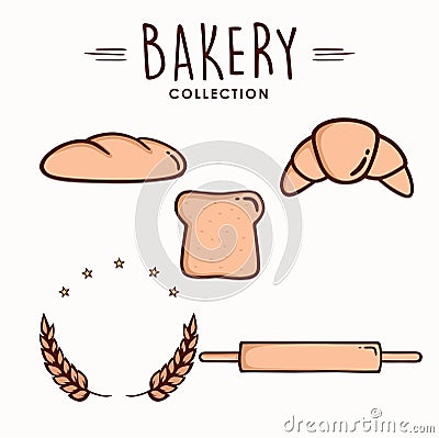 Bakery and Dessert Icon Set, Collection, Logo, Sign, Line Art, Emblem, Flat Vector Design Set Vector Illustration