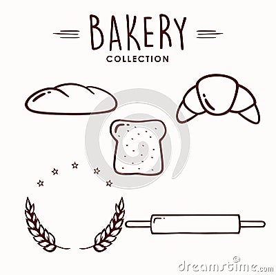 Bakery and Dessert Icon Set, Collection, Logo, Sign, Line Art, Emblem, Flat Vector Design Set Vector Illustration
