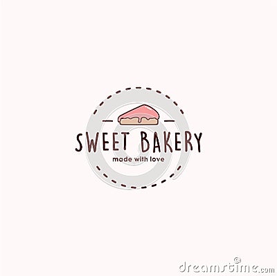 Bakery and Dessert Logo, Slice of Cake Logo, Sign, Emblem, Flat Vector Design Vector Illustration