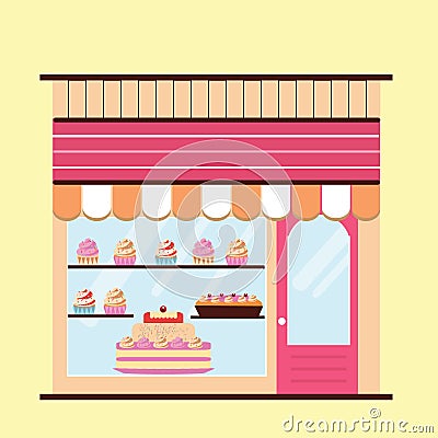 Bakery facade view Vector Illustration