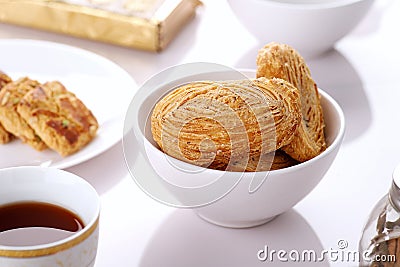 Bakery Fain Puff or Khari with Ajwain And Flour - Indian Baked Snack Stock Photo