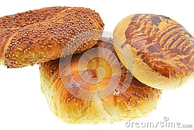 Bakery foods isolated on white background Stock Photo