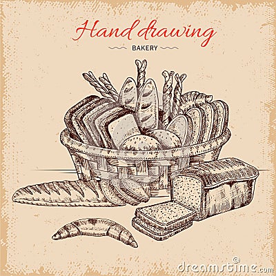 Bakery Hand Drawn Illustration Vector Illustration