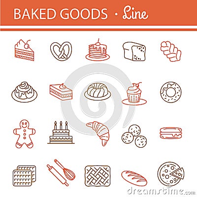 Bakery icon set. Vector Illustration