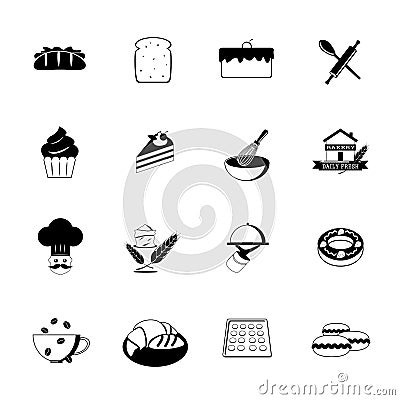 Bakery Icons, Black, vector Vector Illustration