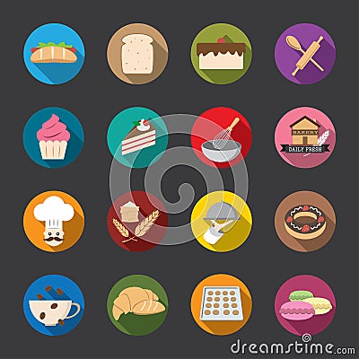 Bakery Icons, color. vector Vector Illustration