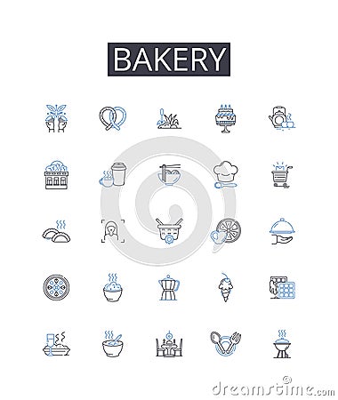 Bakery line icons collection. Enlightenment, Unity, Transformation, Ascension, Metaphysics, Divinity, Oneness vector and Vector Illustration