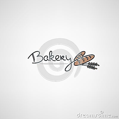 Bakery Logo design template with doodle bread Vector Illustration