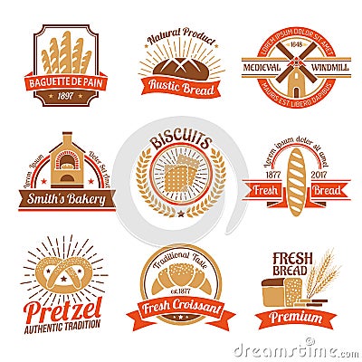 Bakery Logo Emblem Set Vector Illustration