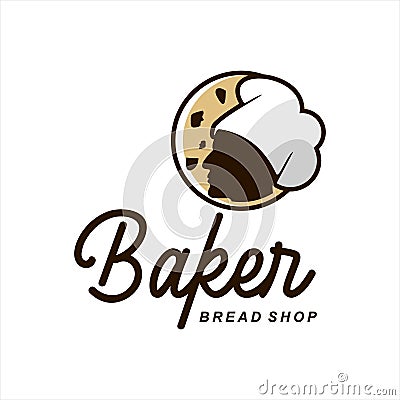 Bakery Logo Ideas Chef with Cookies Background for Bake Vector Illustration